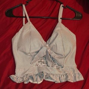 Crop top ruffles on bottom padded slightly